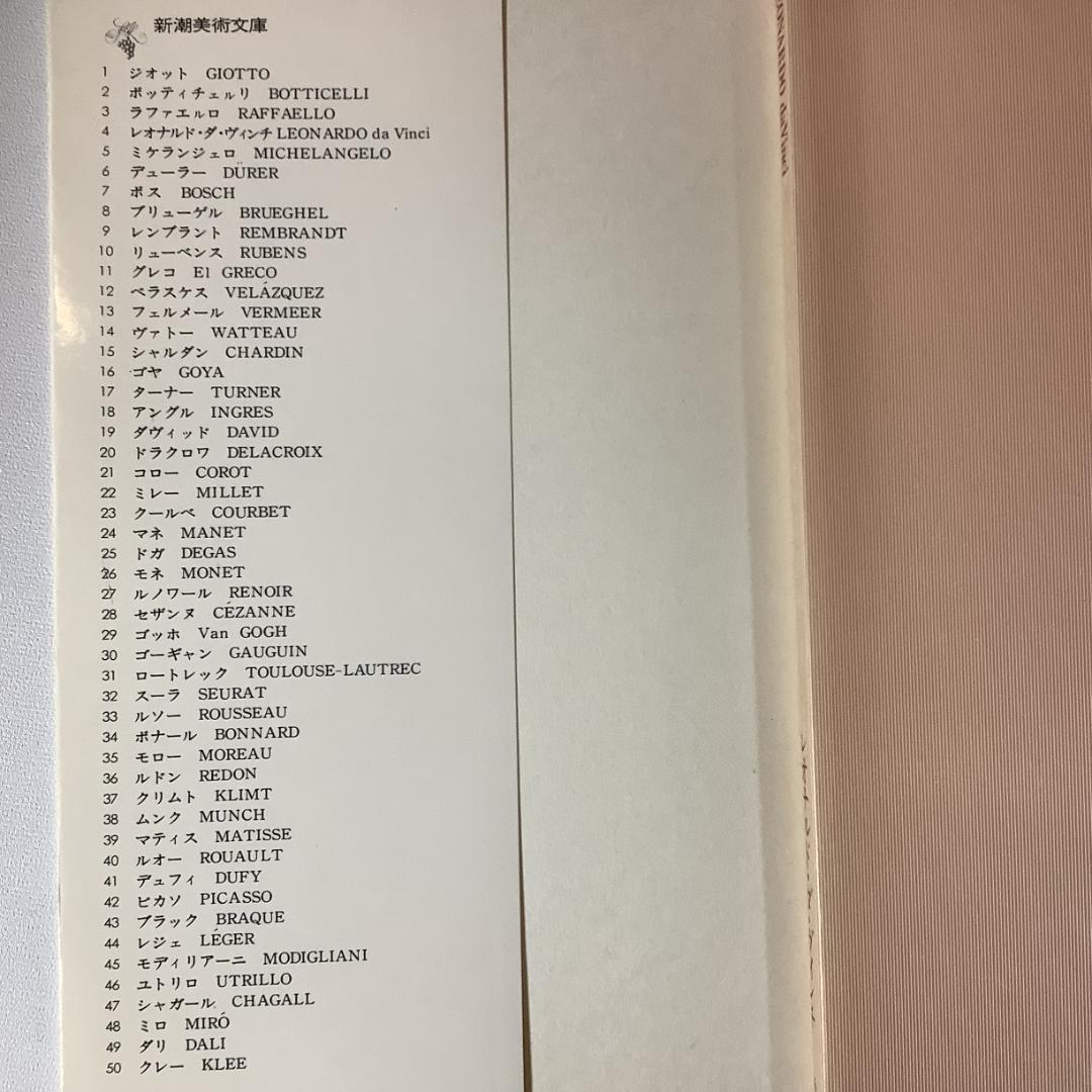 新潮美術文庫 全50冊 全巻揃い 西洋美術 画家別シリーズ 完結セット 欠
