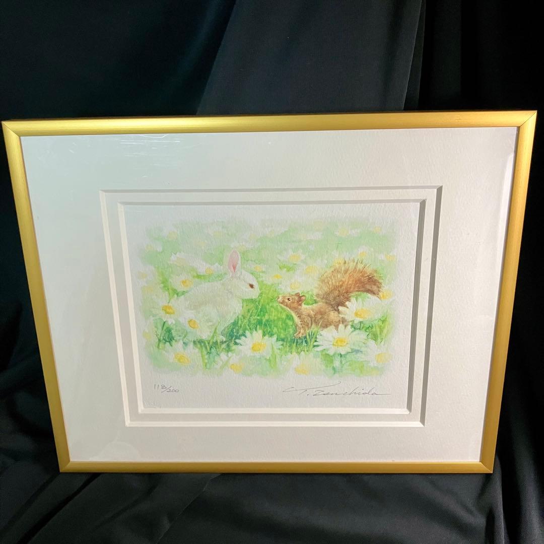 匿名配送/限定版画】土田穣/ジクレー額装/お気に入りの草原/おたずねし