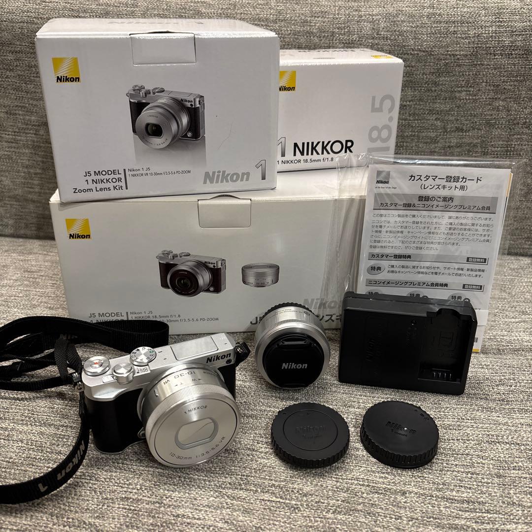 T*i様 Wi-Fi搭載 Nikon 1 j5 ダブルレンズキット　ミラーレス一 Nikon 1 J ニコン ミラーレス J5 ダブルレンズキット シルバー 中古 Wi