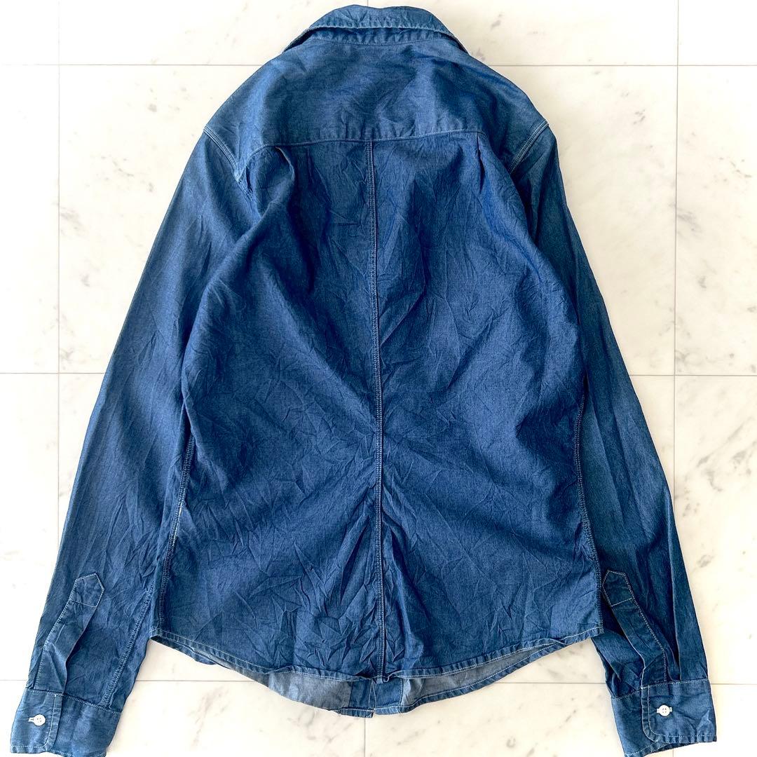 美品 フランク&アイリーン BARRY シワ加工 デニム スキッパーシャツ XS