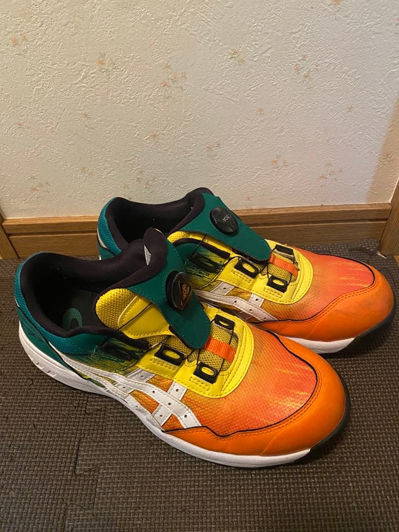 ASICS BOA安全靴 オレンジ/イエロー/グリーン限定色　27.5cm