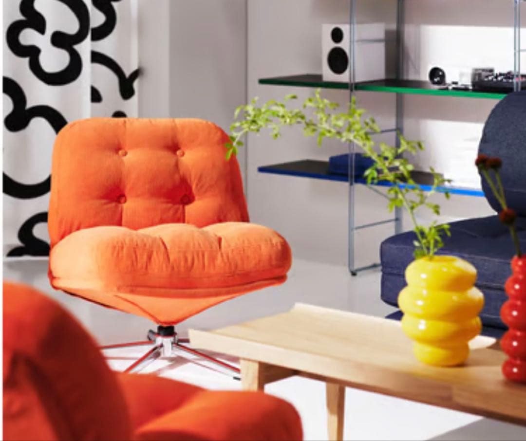 り*！様 IKEA ディヴリンゲ オレンジ コーデュロイ 1人掛けソファ