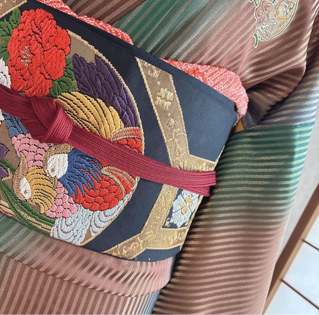 坂*ん様 付け下げ 小紋 フルセット 着物 正絹 縞模様 ストライプ 比翼