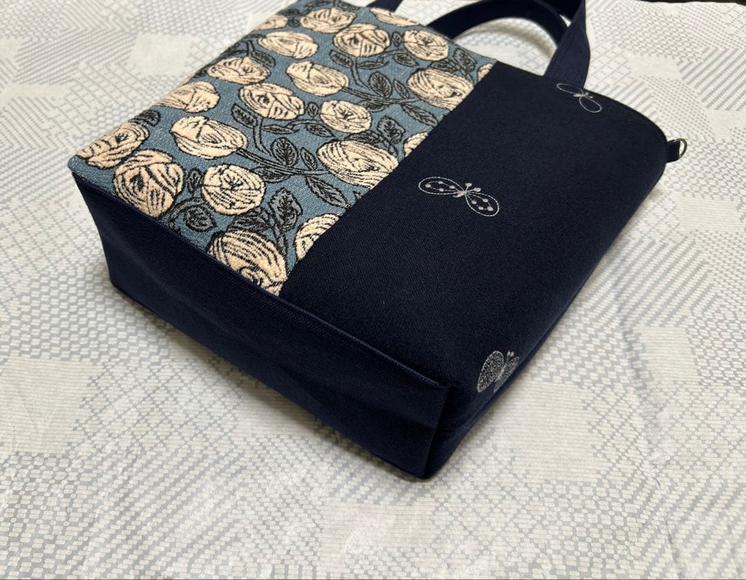 ハンドメイド＊ミナペルホネン＊rosy＋choucho＊マチ付きトート