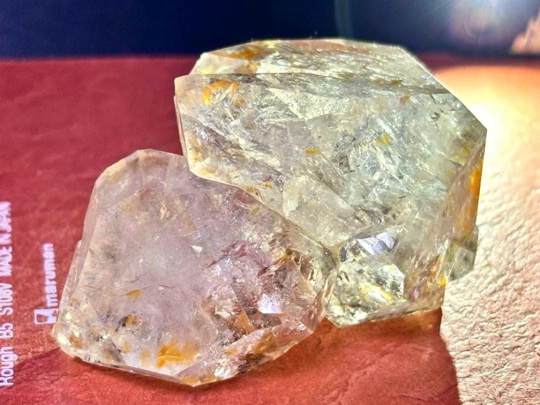 【超希少】大型 ゴールデン ハーキマーダイヤモンド 原石 (ハーキマー産) 水晶 ゴールデン・ハーキマーダイヤモンド原石/虹入り(A815)