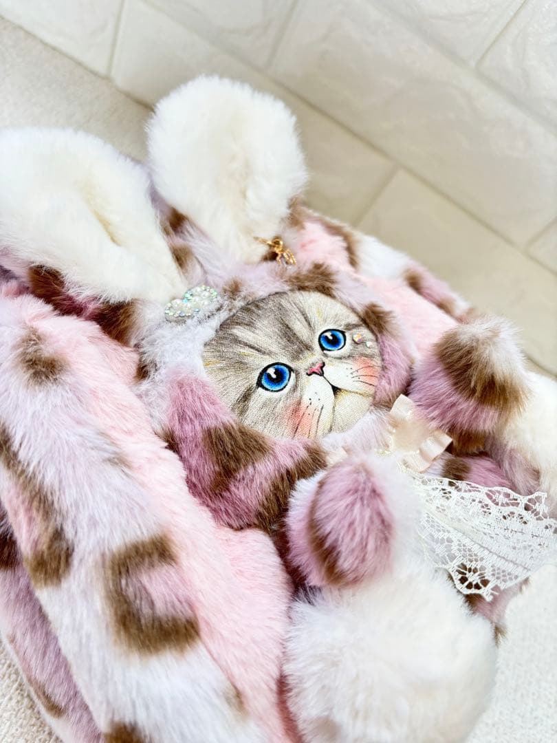 ね*】様 コヤンイサムチョン ファーバッグ ルミちゃん ヒョウ柄ピンク