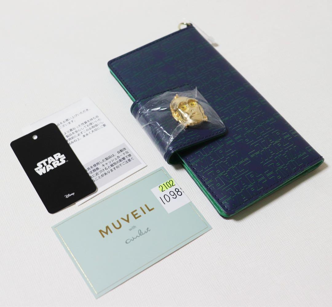ミュベール×スターウォーズ》未使用 ロゴ総柄 手帳型レザースマホ