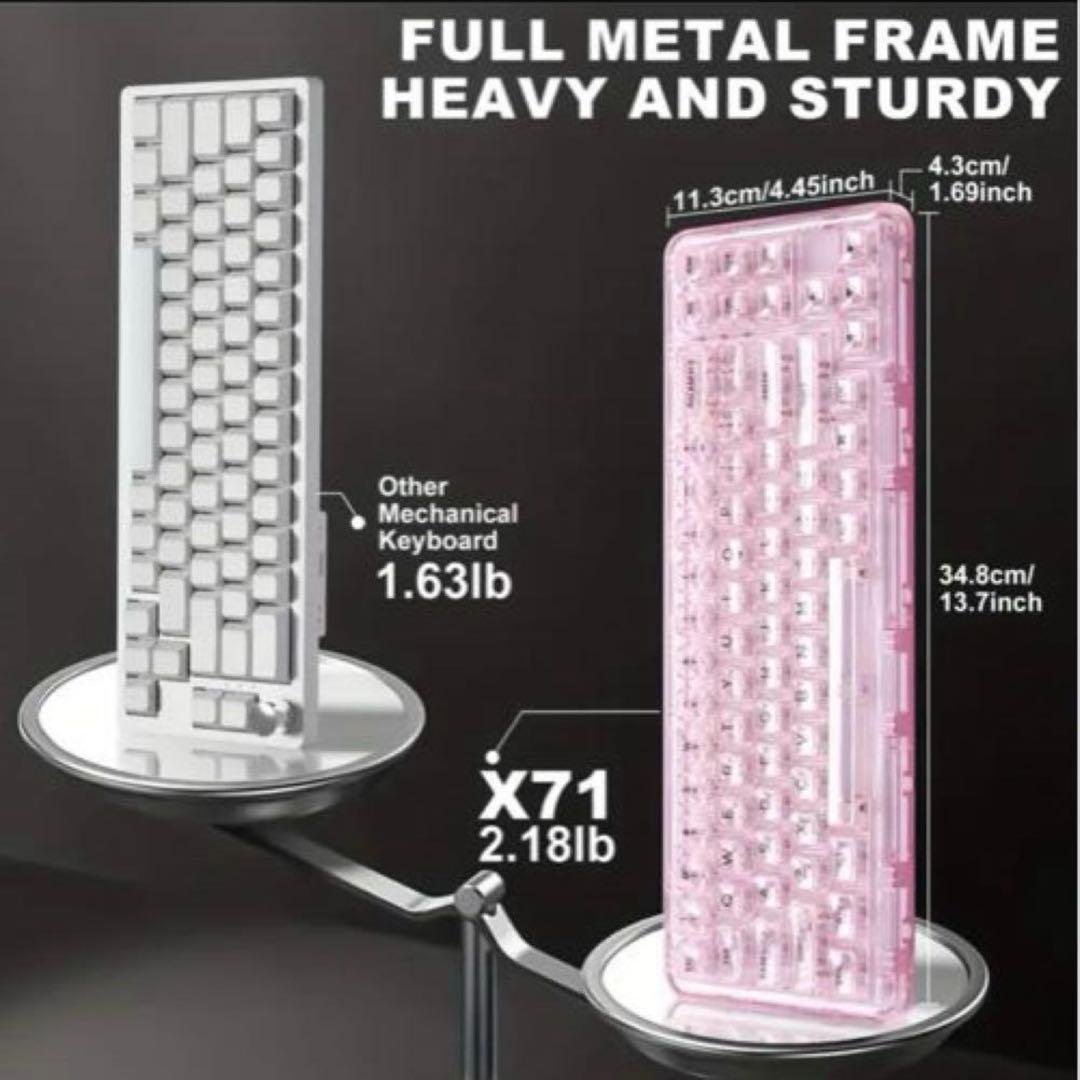 Yunzii X71 ピンク クリアメカニカルキーボード