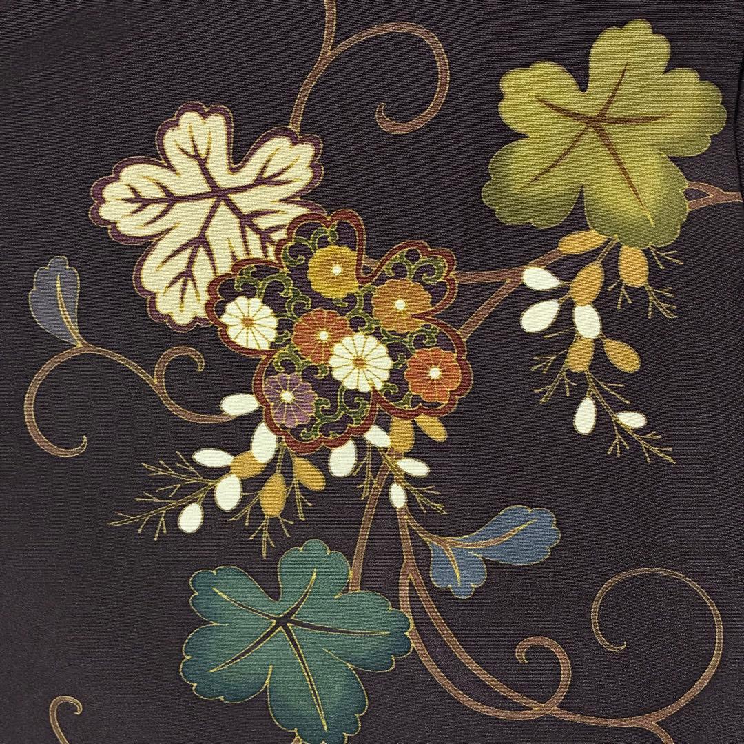 D85 訪問着 蔦の葉 菊 金駒刺繍 縫い紋 正絹 着物 袷 極美品 - メルカリ