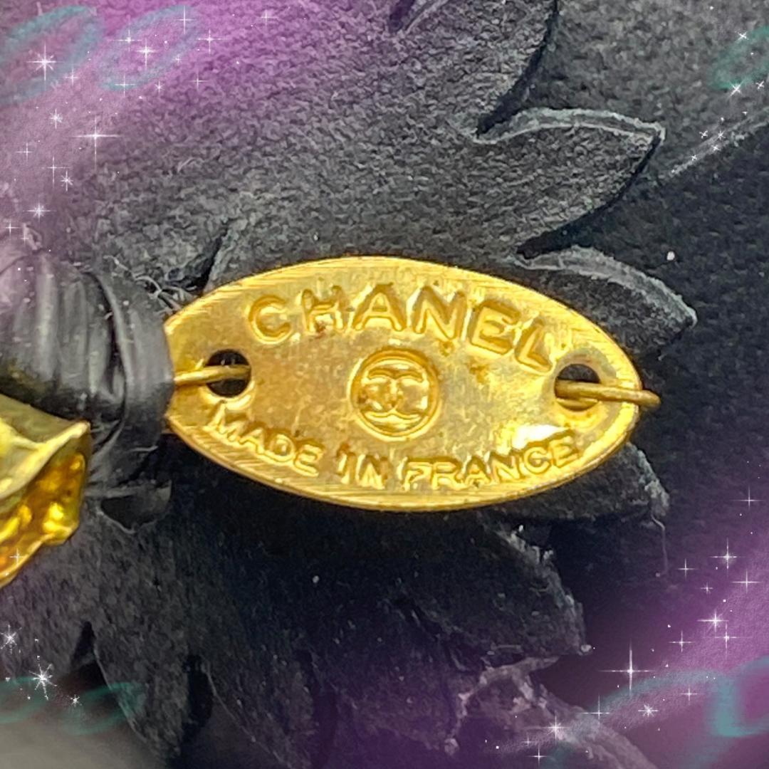 《美品》シャネル　コサージュ　ブローチ　カメリア　エナメル　ブラック