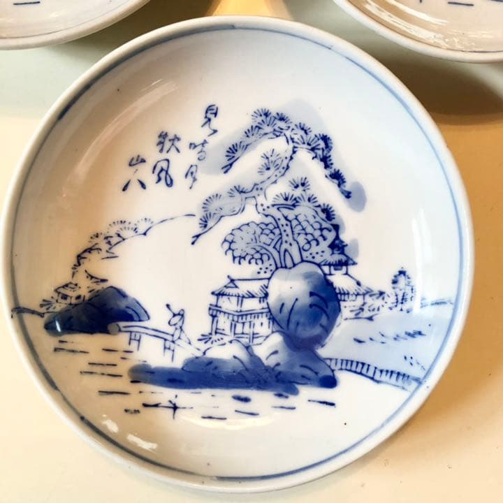 印判 染付 明治大正 アンティーク 骨董品 皿3枚 日本製 - メルカリ