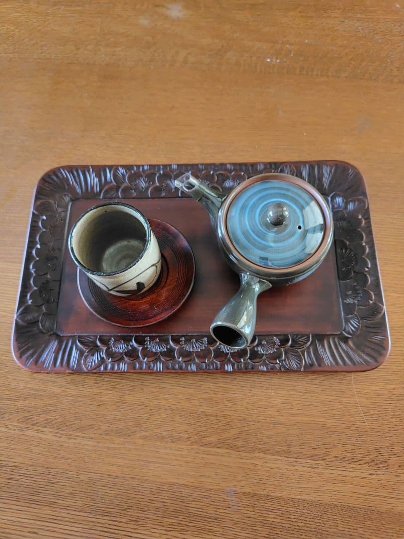 軽井沢彫 木製桜彫刻トレイ 縁彫