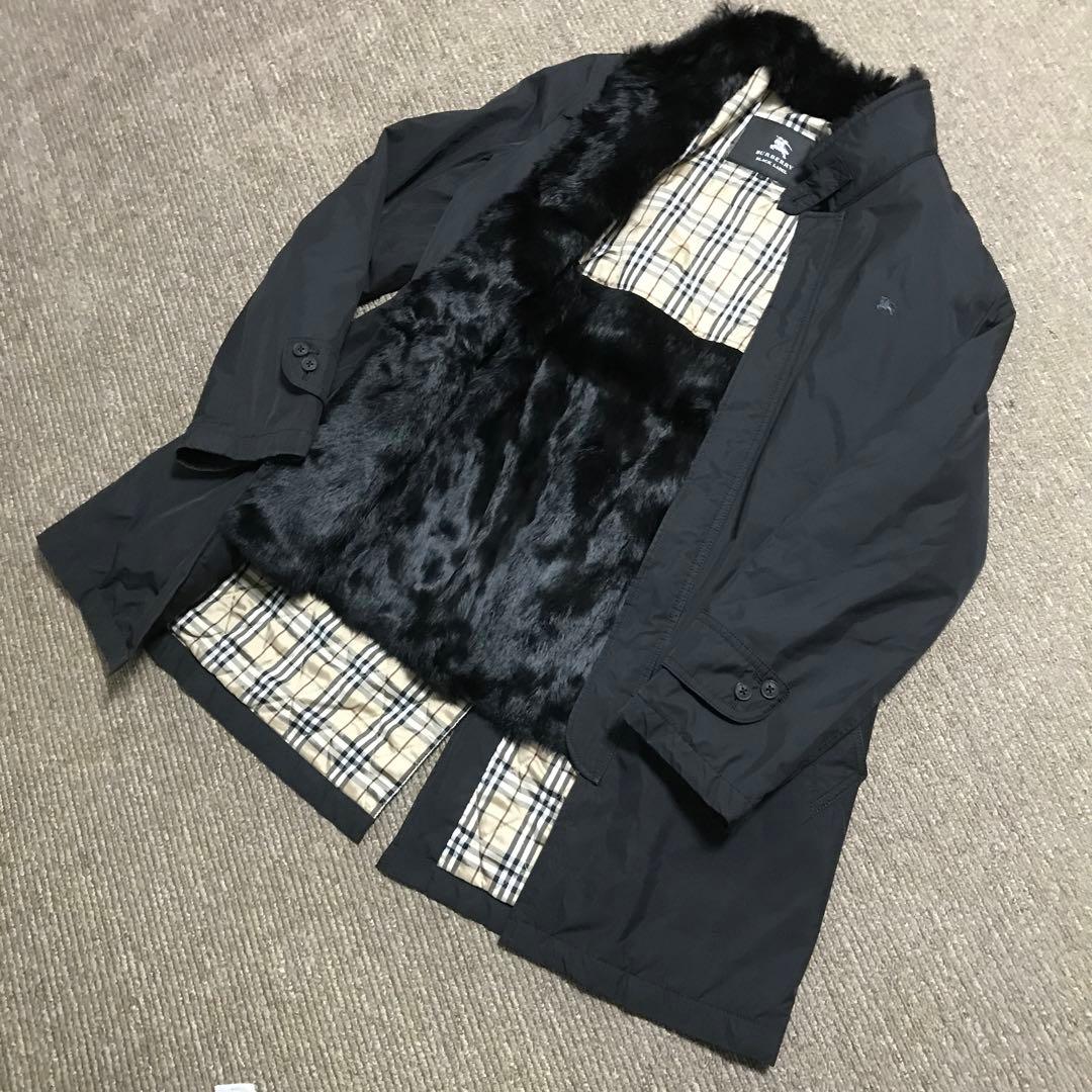 激レア バーバリーブラックレーベル裏地ラビットファー コート