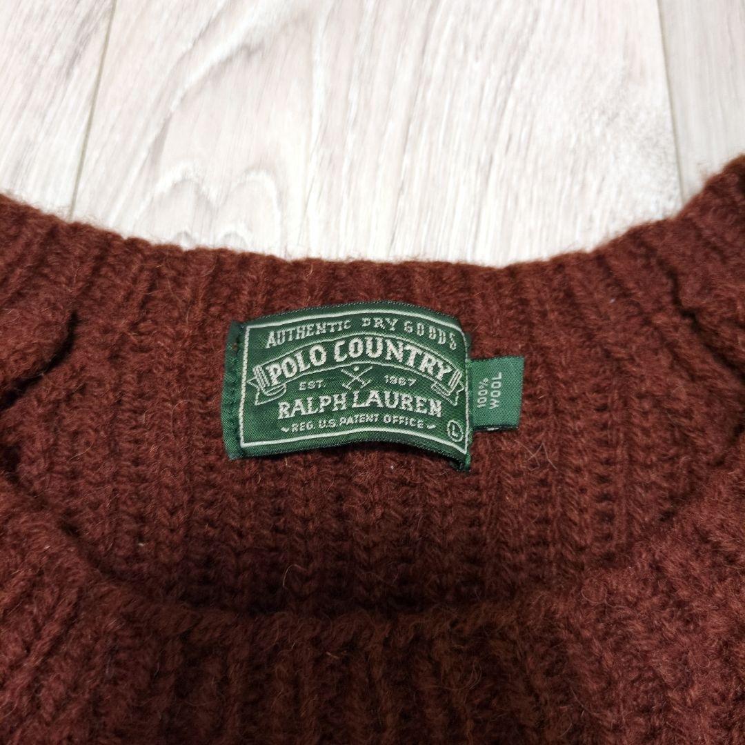 希少 80s ポロカントリー ラルフローレン リブニット セーター 茶 L