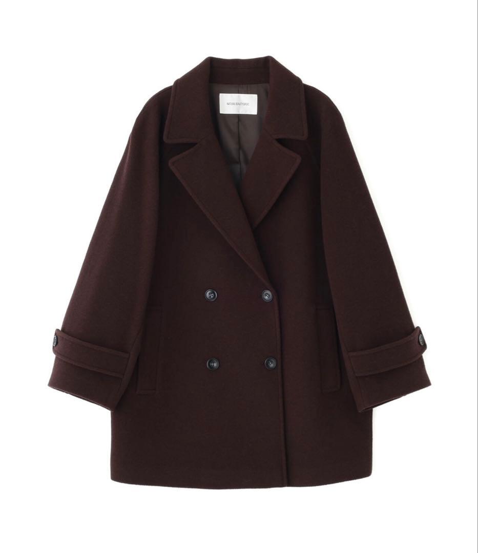 新品】ダブルブレスト フォルムミドルコート Msize ブラウン