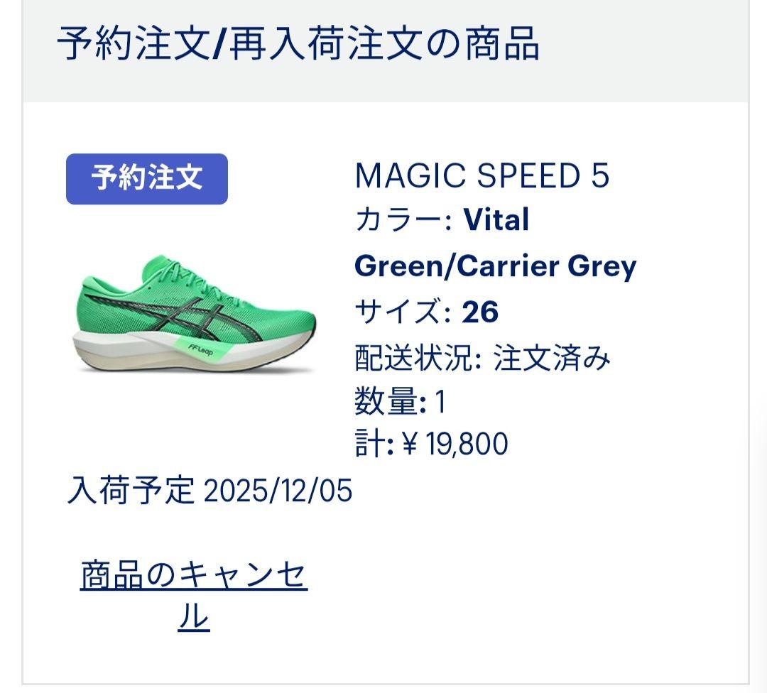 早い者勝ち!! マジックスピード5 26.0cm