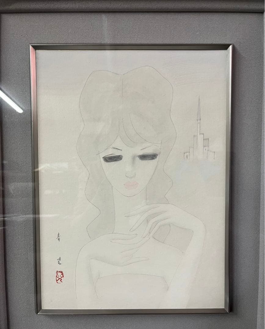 真作 東郷青児 絵画 水彩 直筆 額縁 鑑定書 - メルカリ