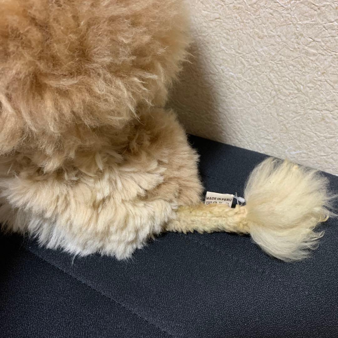 28cm‼️ ベビーアルパカ100%毛革 自然な色 ライオンぬいぐるみ 人形