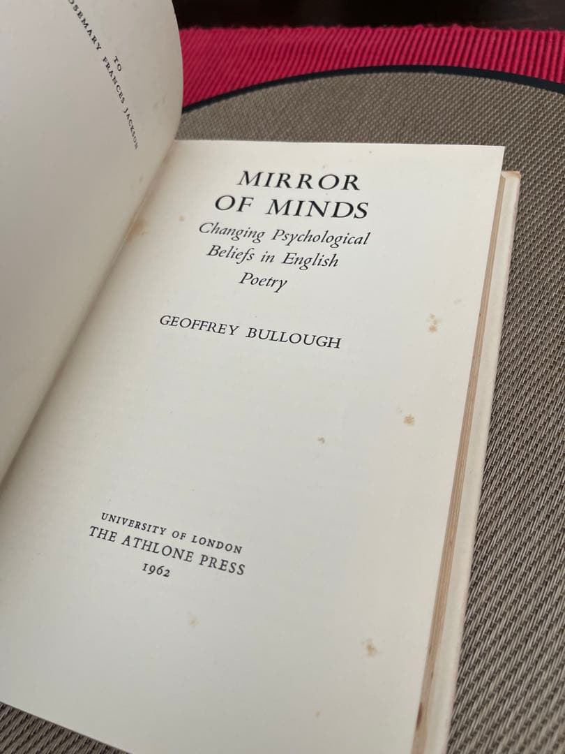 洋書 Mirror of Minds by Geoffrey Bullough