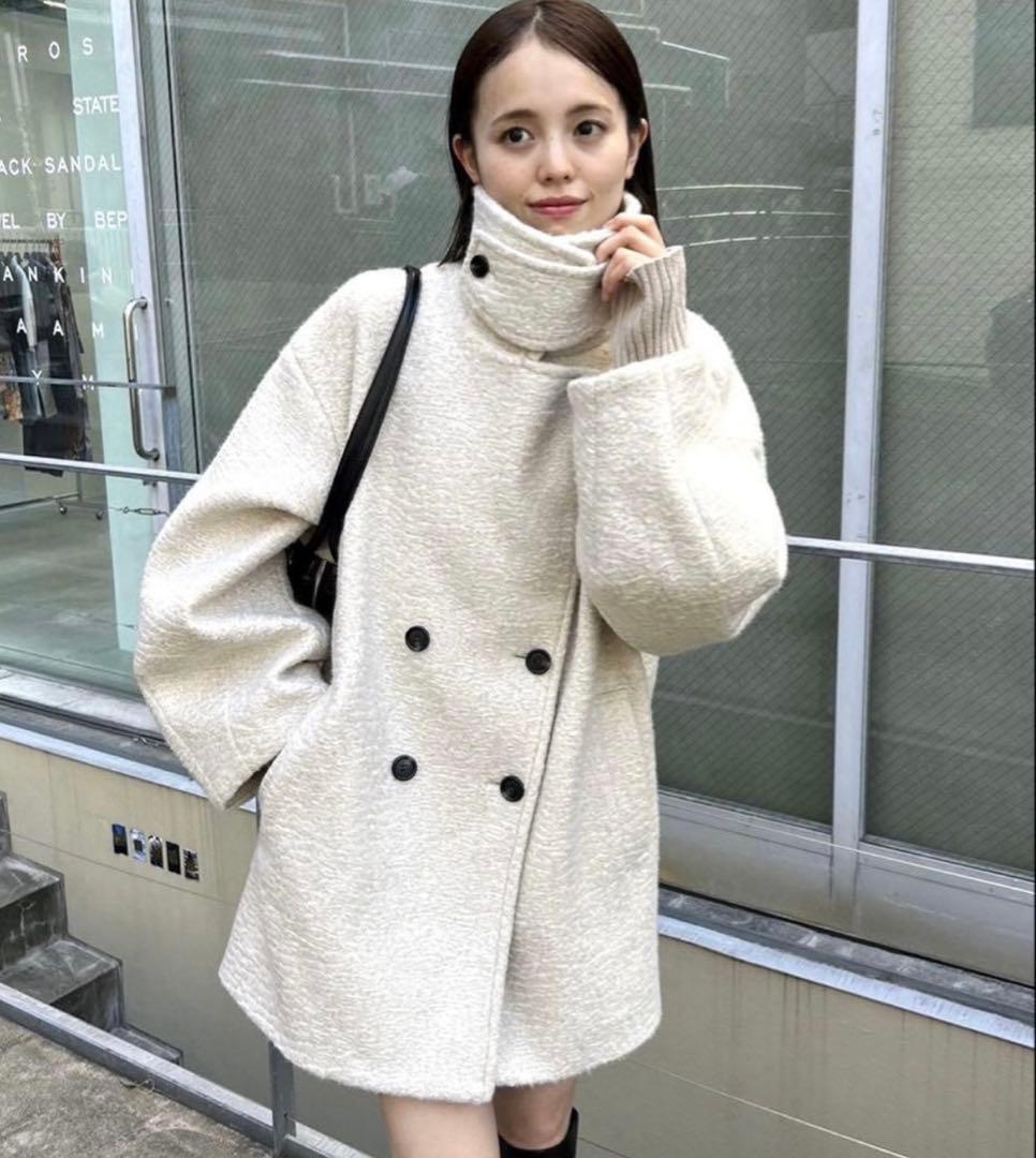 mystic シャギーミドルコート アイボリー - メルカリ