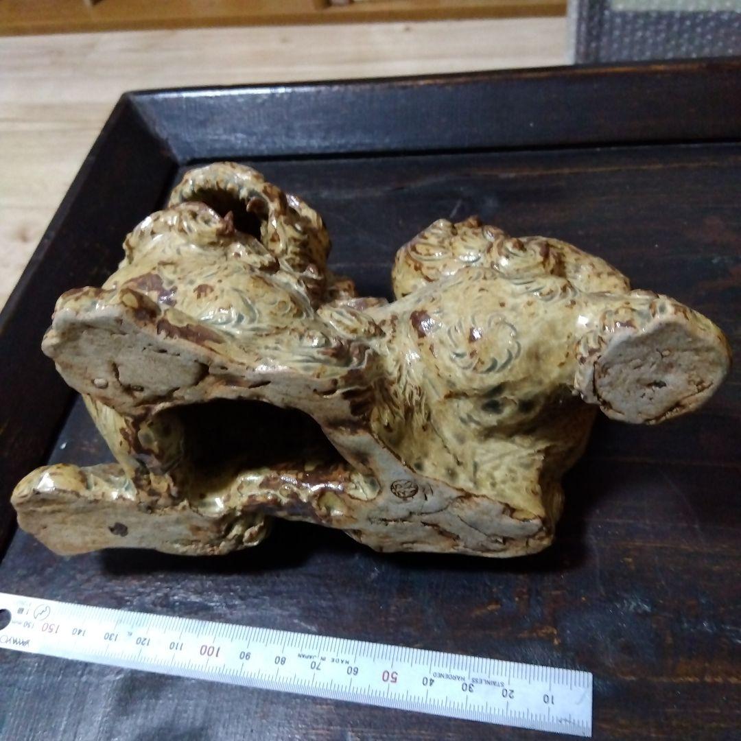 オ*）様 【再値下げ】陶器 黄瀬戸 獅子の置物 銘有り＆共箱