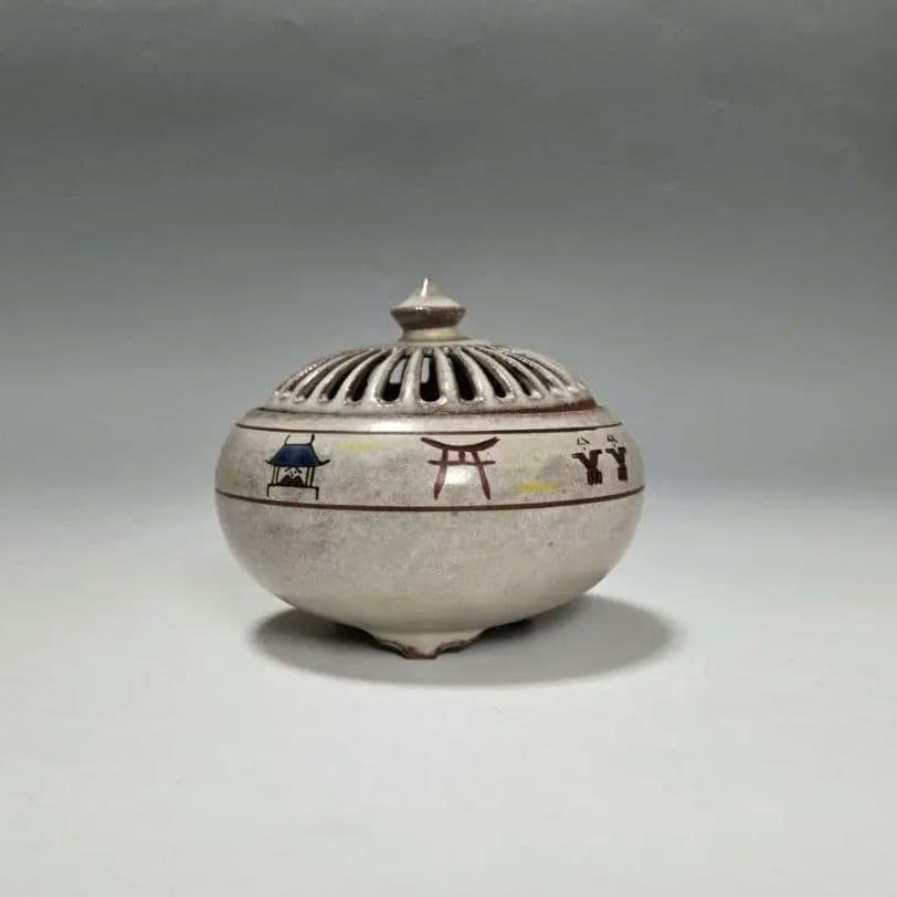 24-1237 赤膚焼 大塩正人作 奈良絵香炉