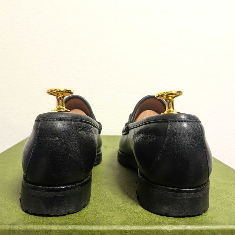 グラP様GUCCI ヴィンテージ ホースビットローファー ラグソール 黒 35C