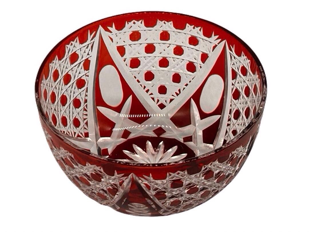 木村泰典 江戸切子 籠目紋 ボンボニエール 伝統工芸士 -436-