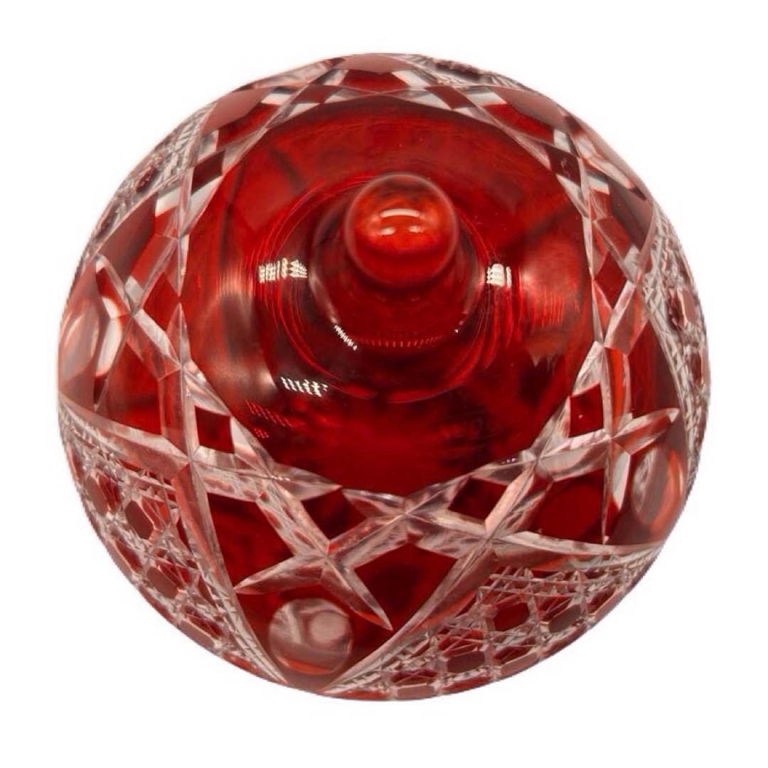 木村泰典 江戸切子 籠目紋 ボンボニエール 伝統工芸士 -436-