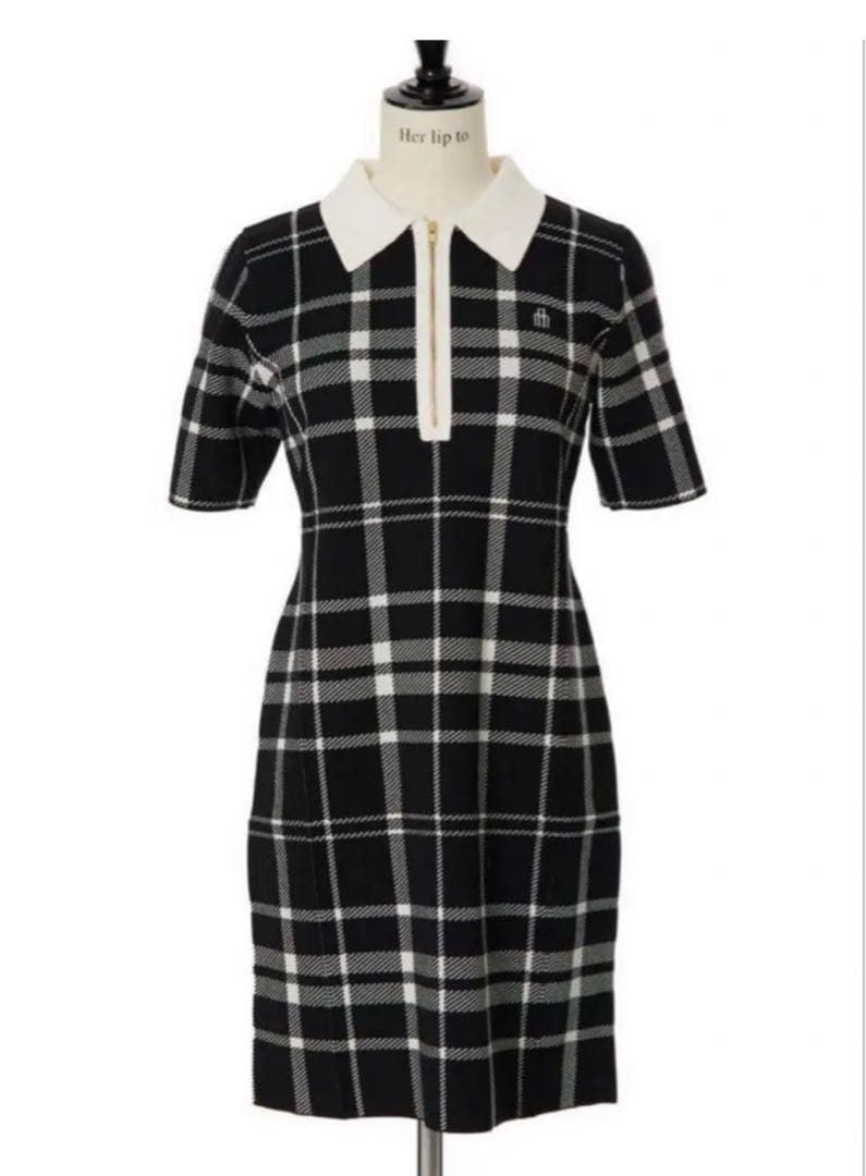 ワンピース Her lip to Trois Logo Knit Mini Dress Her lip to（ハーリップトゥー）の「Trois Logo Knit Mini Dress