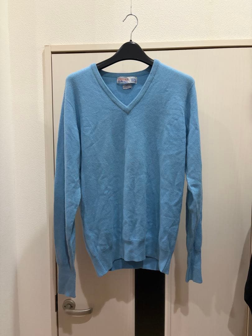 70年代 スコットランド製 バランタイン カシミヤニット ライトブルー