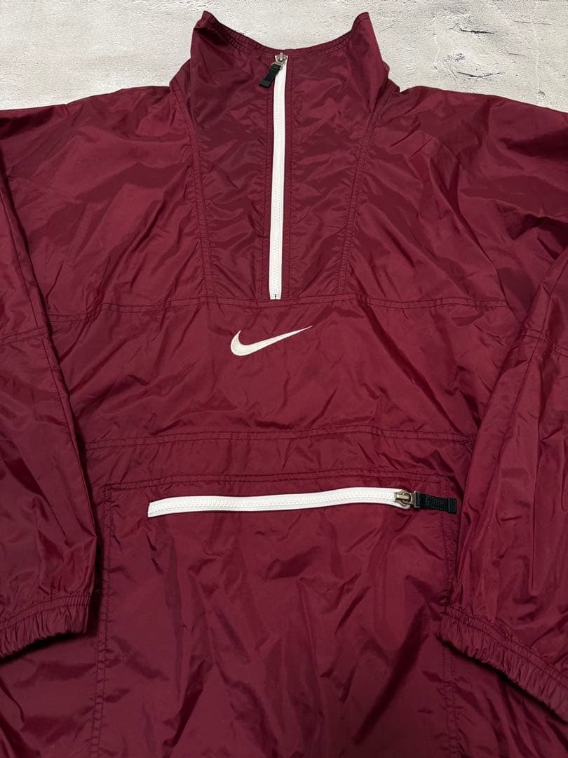 90s Nike 銀タグ ナイロン アノラック バーガンディ - メルカリ