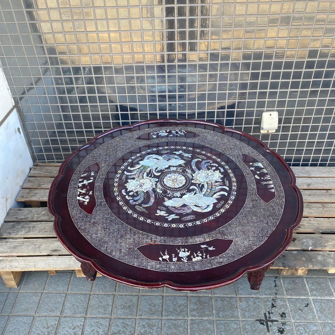 時代物 螺鈿細工 折りたたみちゃぶ台 インテリア 店舗什器 骨董品