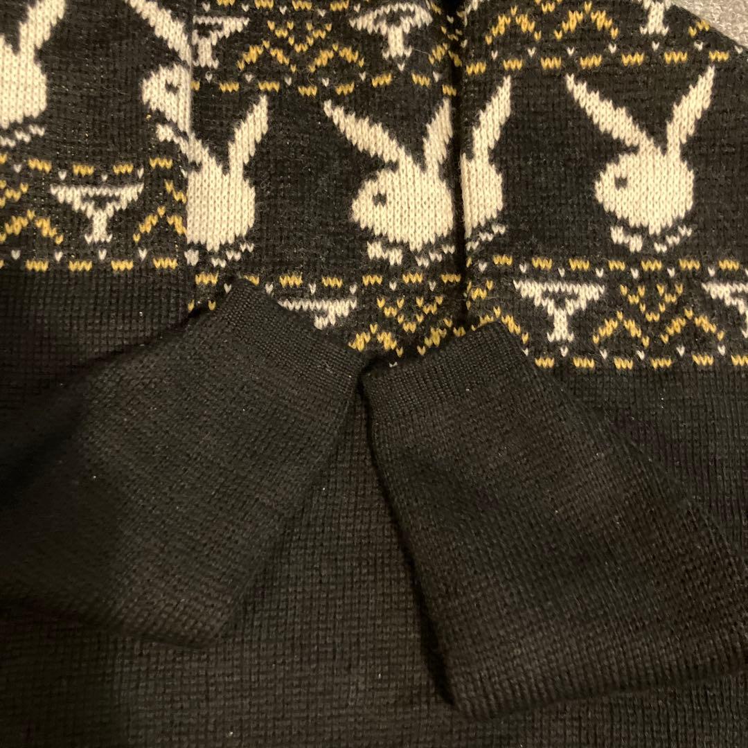 希少 Lサイズ 美品 古着 80's プレイボーイ ウール ニット セーター 黒