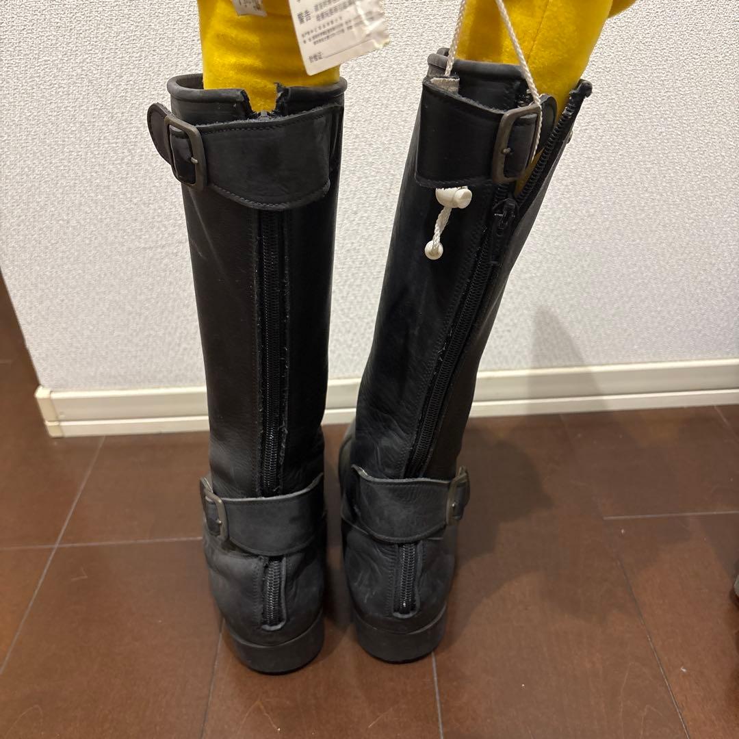 本革　特攻ブーツ　旧車會　レザー ロングブーツ ブラック　26.0cm バイク