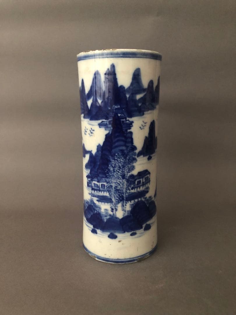 中国骨董古美術 染付青花雲堂手 花瓶 アンティーク