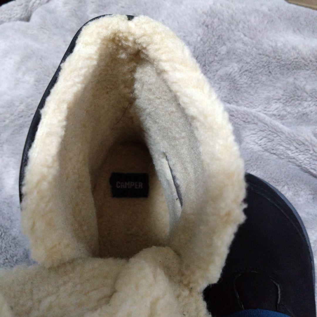新品未使用 CAMPPER ブラックムートンブーツ アクセントブルー - メルカリ