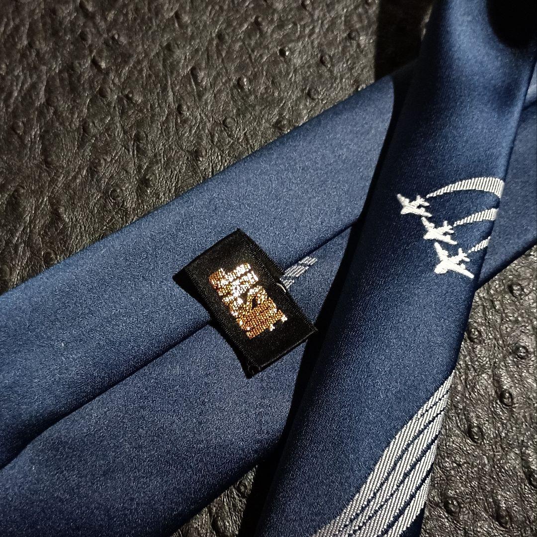 Z209 希少◇ブルーインパルスF86/JASDF 刺繍柄ネイビー系公認ネクタイ