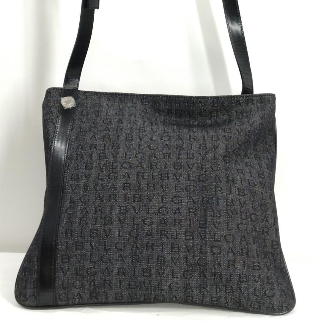 極美品✨ブルガリ ロゴマニア デニム ショルダーバッグ ダークグレー