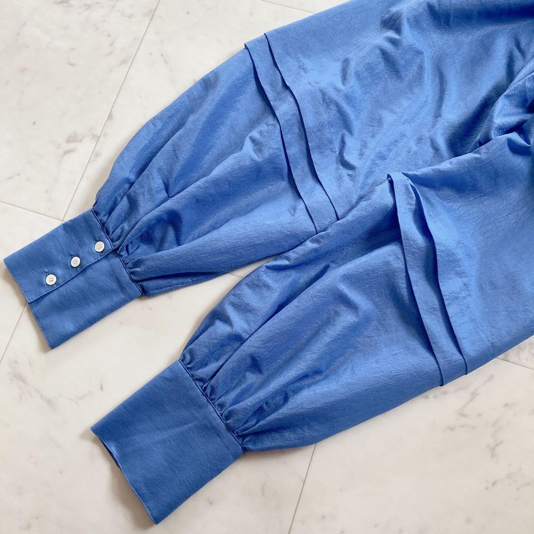 極美品 スローブイエナ ボウタイブラウス リボン 青 - メルカリ