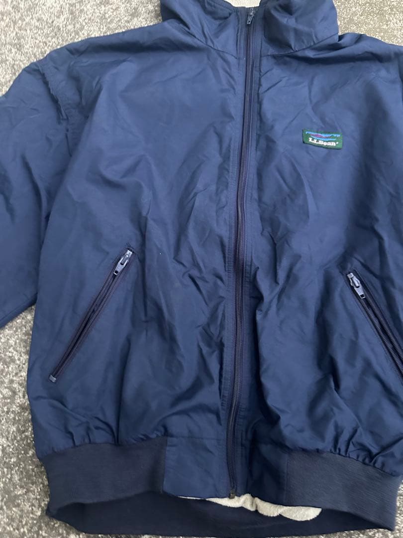 即日発送 90s L.L.Bean ネイビー ジップアップ ナイロンジャケット