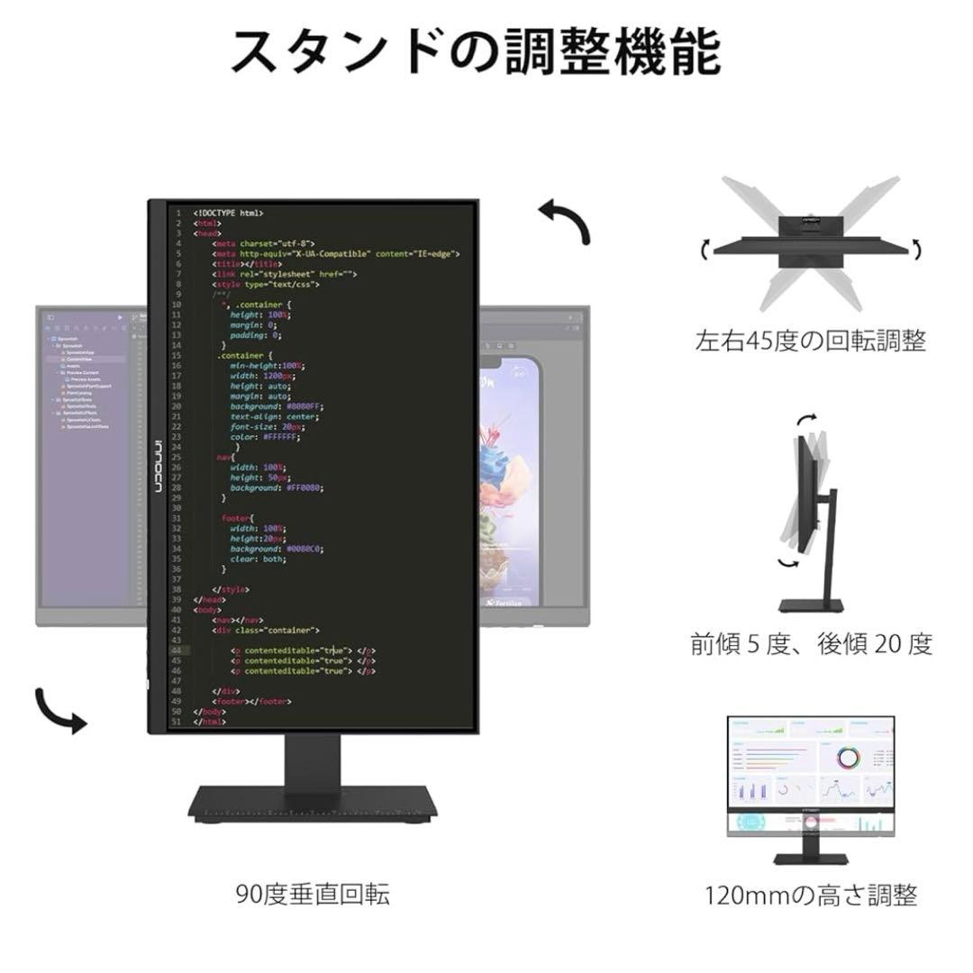 NNOCN 100Hz 24インチ モニター フルHD Type-C