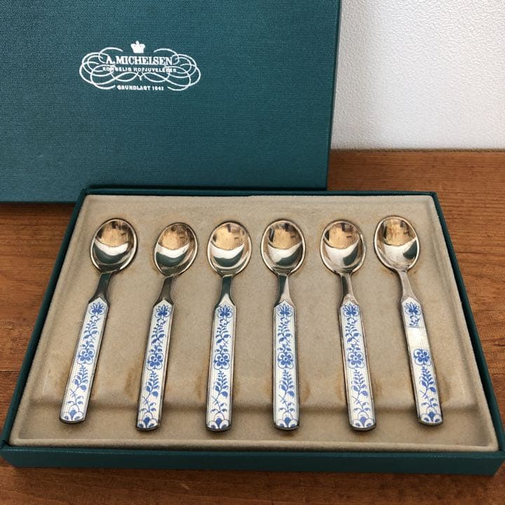 ビンテージ　アントン ミケルセン 純銀製 ティースプーン6客　ジョージジェンセン ジョージ・ジェンセン「“Acorn” スープスプーン 長さ13cm