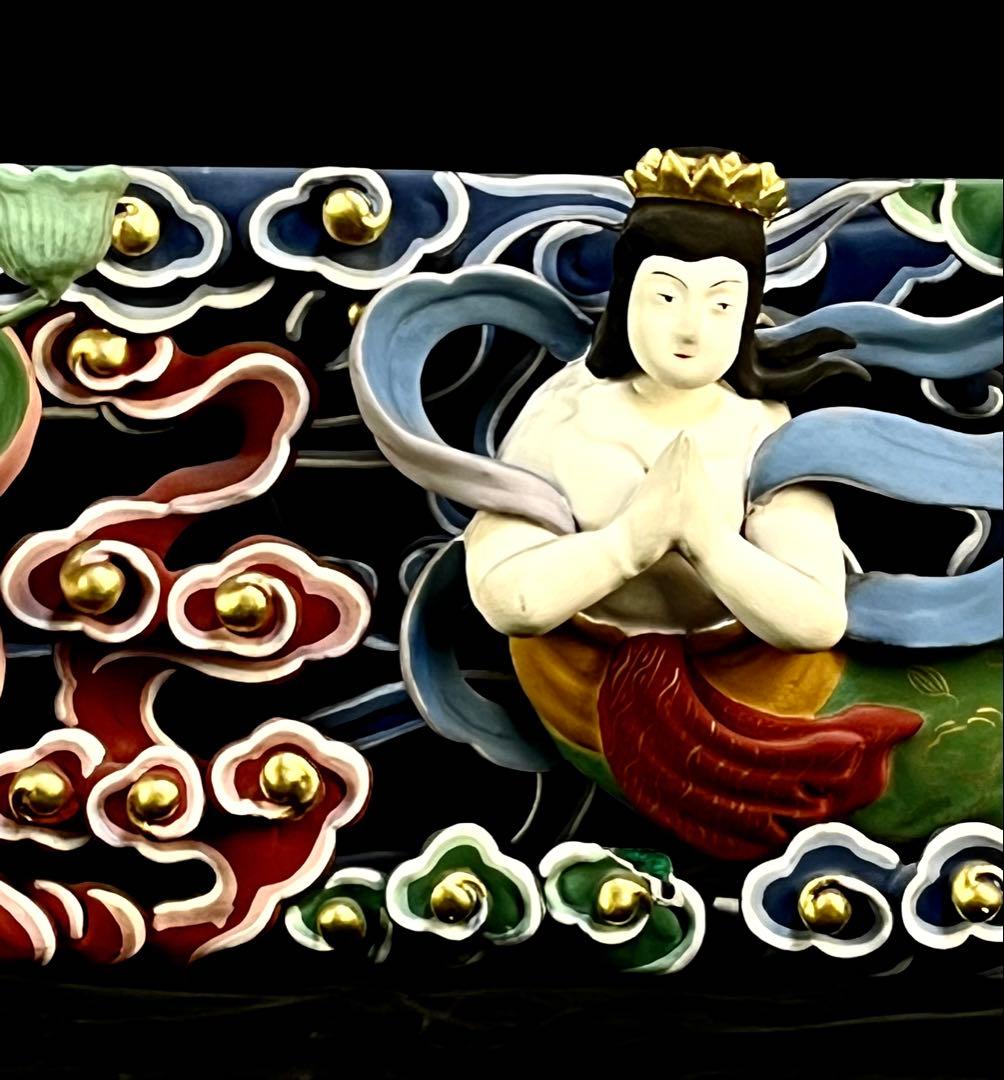 特価【欄間 天女】80cm 透かし彫り 美術的装飾 カラー 天からの守護