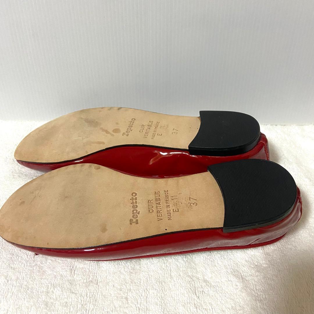 美品レペット　バレエシューズ　エナメル　レッド　37 23.5cm