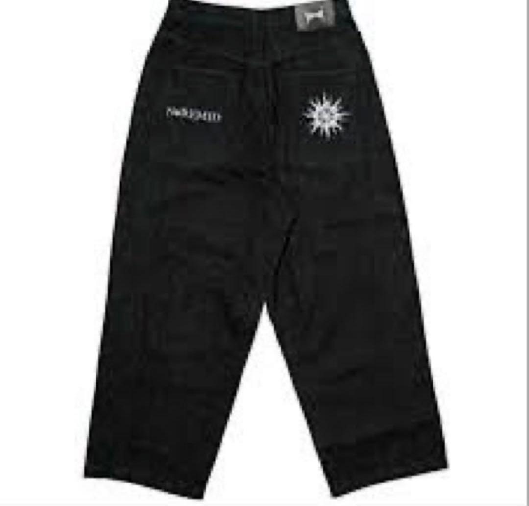 NoRemid ブラック ワイドパンツ BTN FLY RIGID DENIM WIDE PANTS - INDIGO – NOREMID