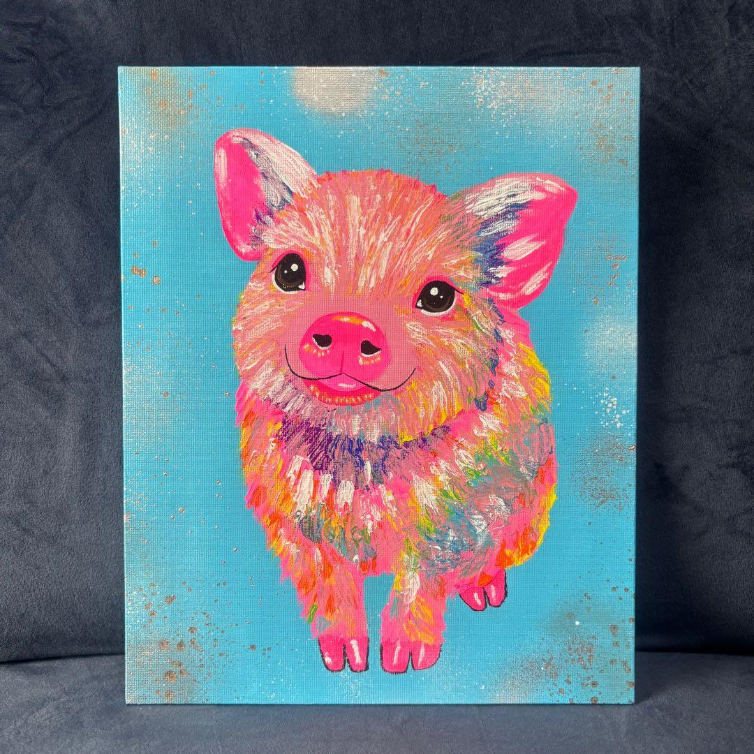 ⭐️ミニブタ⭐️絵画 原画 現代アート キャンバス アクリル画
