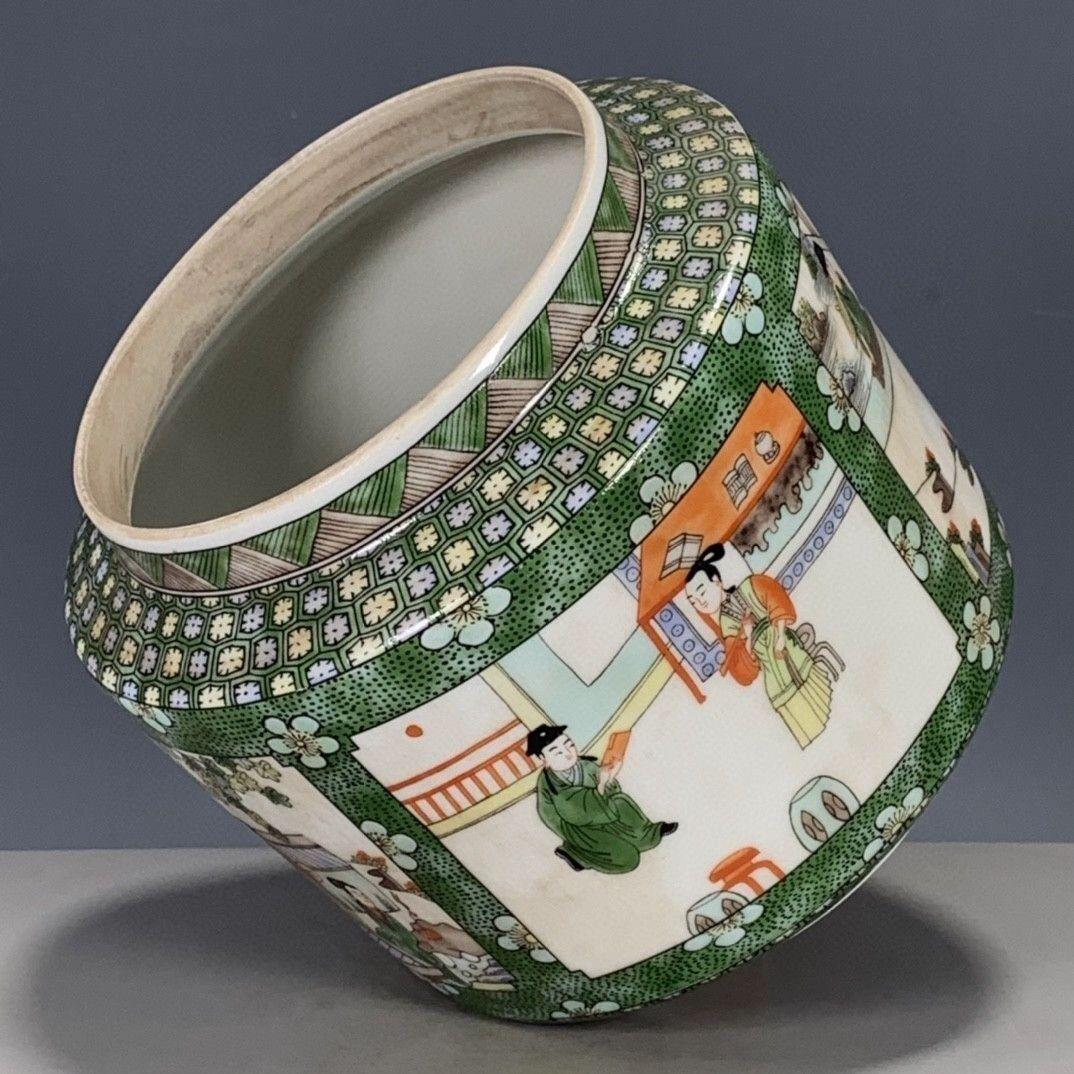 パステル人物故事紋缶 茶道具 景徳鎮 陶磁器 装飾品 現代工芸品 美術