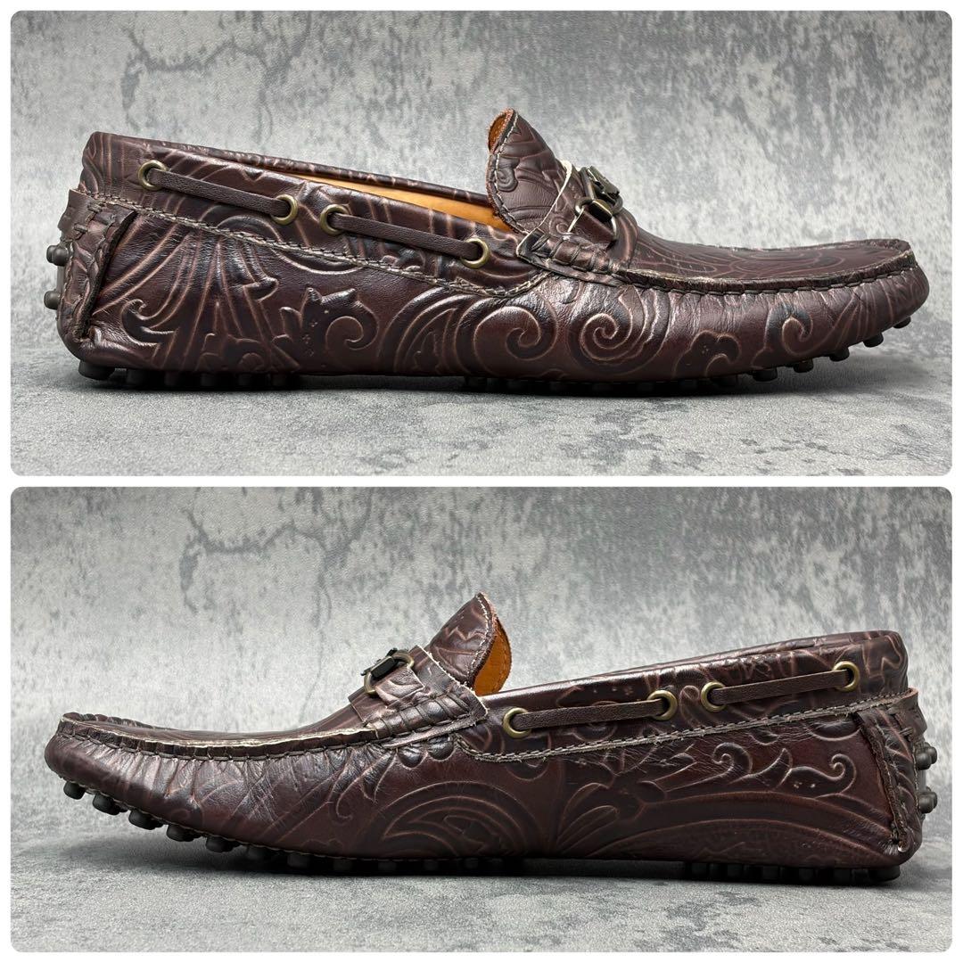 希少 エトロ ドライビングシューズ ペガソ ペイズリー レザー ビット