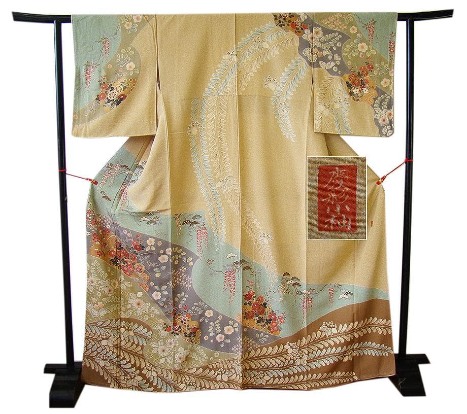 値下げ交渉OK！極上ちりめん地 辻が花 金彩染 訪問着 正絹 B941